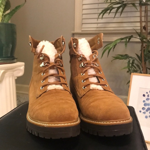 Shoes - Sweater Lace Up Combat Lug Sole Boot